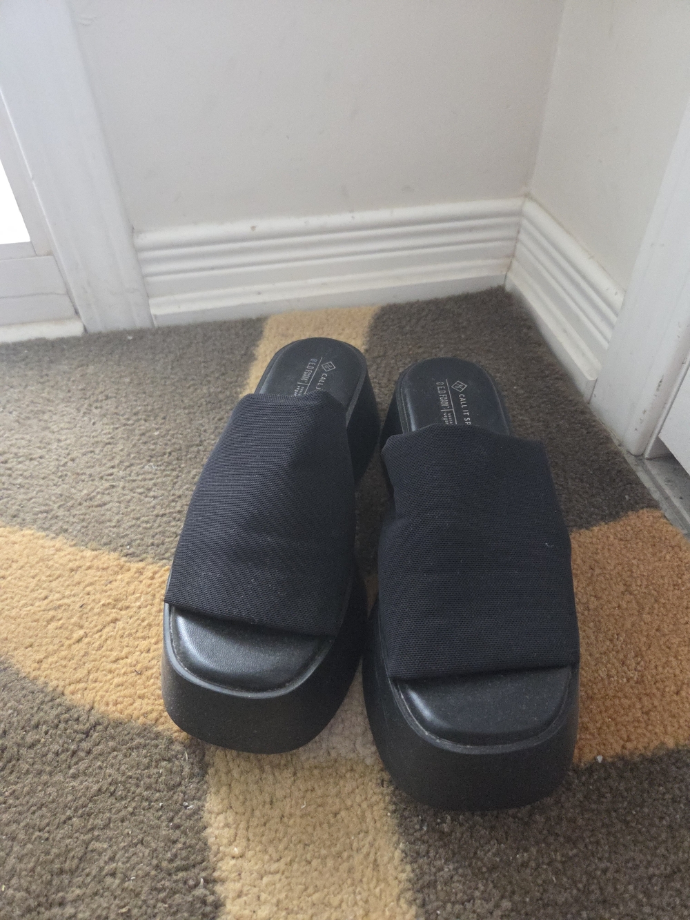 Black Platform Slide Sandals Women's - Picture 3 of 5